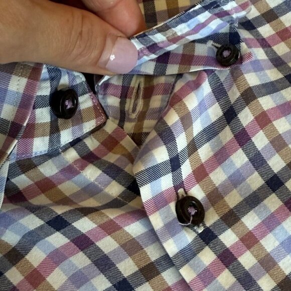 Robert Talbott Trim Fit Plaid Button Down Shirt Size Large 100% Cotton - Picture 8 of 16